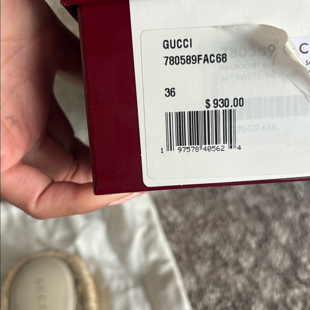 New with box! Authentic Gucci Women's Sz 36 Espadrille Slides with Crystal $930 - Picture 8 of 9